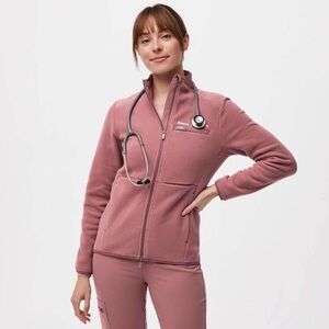 Figs mauve fleece zip up! Worn once, excellent condition